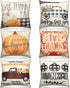 JOVITEC 6 Pieces Thanksgiving Day Autumn Throw Pillow Case Cushion Covers for Couch Sofa 18 x 18 Inch, Linen