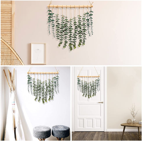 Artificial Eucalyptus Wall Hanging Plant, Boho Wall Decor for Bathroom Greenery Wall Hanging Decor for Bedroom, Farmhouse, Wedding and Living Room