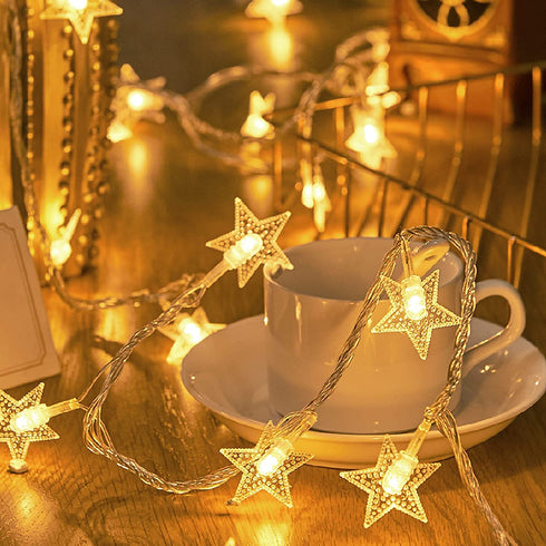 100 LED 32.8ft Star String Lights, Christmas Lights Battery Operated, Fairy Star Twinkle Lights for Bedroom Wall Indoor Outdoor Wedding Party Christmas Tree Garden Decorations