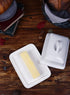 Better Butter Porcelain Butter Dish with Lid - Large Butter Holder for 8oz European Butter and 2 Sticks of East West Coast Butter, White