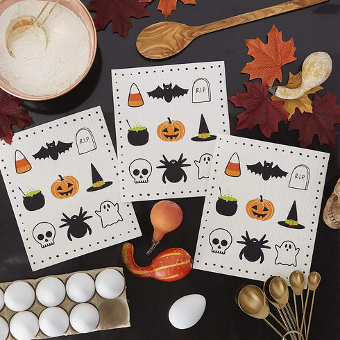 DII Swedish Dishcloth Set Cleaning Collection, 7.75 x 6.75, Spooky, 3 Piece