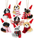 6 Pieces Christmas Dog Ornament with 6 Scarfs Santa Hats Funny Cute Doggy Hanging Decorations Lanyard Artificial Fur Decorative Furry Pet Pendant for Xmas Tree Decor Home Present Party DIY