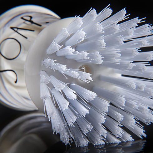 Rae Dunn Collection Soap Dispensing Dish Brush Set - Set of 2 Palm Brush Dish Scrubber with 2 Replacement Brush Heads