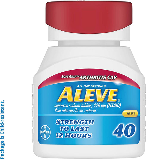 Aleve Soft Grip Arthritis Cap Gelcaps with Naproxen Sodium, 220mg (NSAID) Pain Reliever/Fever Reducer, 40 Count