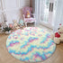 ST. BRIDGE Soft Round Rainbow Rug for Girls Room, Fluffy Circle Rug for Kids Room Decor, Indoor Modern Anti-Skid Fuzzy Nursery Mats, Shaggy Fur Area Rugs for Living Room Bedroom Plush Carpet, 3 Feet