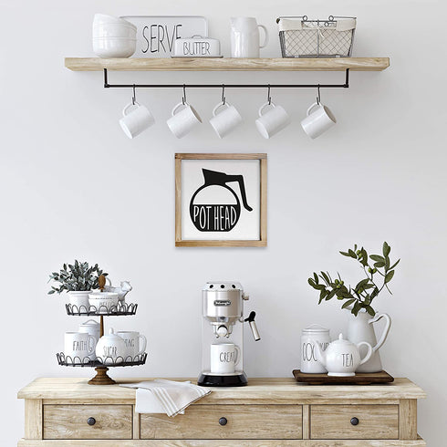 Pot Head Coffee Sign 12x12 Inch - Funny Pot Head Sign Coffee, Coffee Wall Decor, Coffee Pot Head Sign, Pot Head Sign, Pot Head Kitchen Sign, Coffee Station Decor