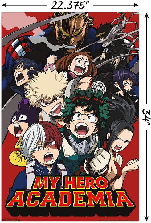 Trends International Hero Academia-Key Art 2 Wall Poster, 22.375" x 34", Poster & Mount Bundle