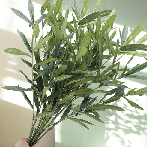 FUNARTY 5pcs 37" Tall Artificial Olive Branches for Vases Greenery Stems with 270 Olive Leaves, Fake Eucalyptus Branches for Vase Bouquets Wedding Floral Arrangement, Greenery Decor