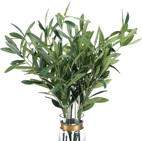 FUNARTY 5pcs 37" Tall Artificial Olive Branches for Vases Greenery Stems with 270 Olive Leaves, Fake Eucalyptus Branches for Vase Bouquets Wedding Floral Arrangement, Greenery Decor