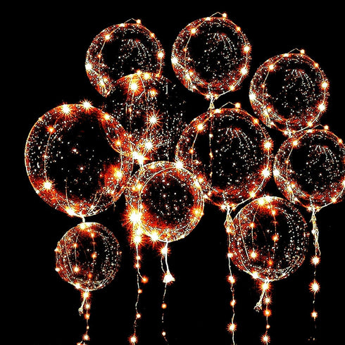 LED Light Up Bobo Baloons 10 Packs, 20 Inches Clear Helium Transparent Balloons 15 pcs, Glow in The Dark Ballons for Christmas Wedding Birthday Valentines Day Halloween Party Decoration