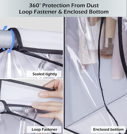 SLEEPING LAMB 40'' Clear Garment Bags for Closet Storage Bottom Enclosed Hanging Clothes Storage Bag Sealed Clothes Cover for Coats, Suits, Sweaters, Dresses