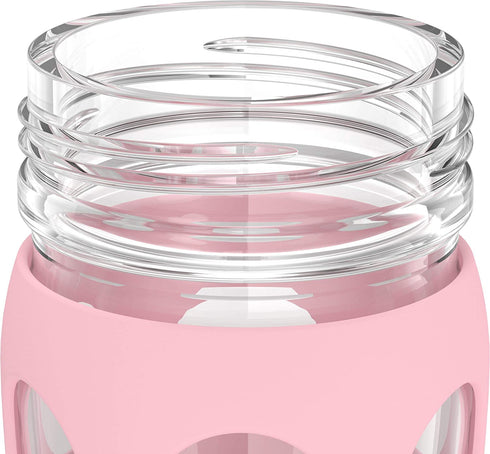 Lifefactory 22-Ounce BPA-Free Glass Water Bottle with Classic Cap and Protective Silicone Sleeve, Desert Rose