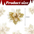 24 Pieces Christmas Glitter Poinsettia Flowers 5.5 Inch Artificial Christmas Flowers Xmas Artificial Glitter Flowers for Christmas Tree Ornament Party Decorations Wreath Garlands (Gold)