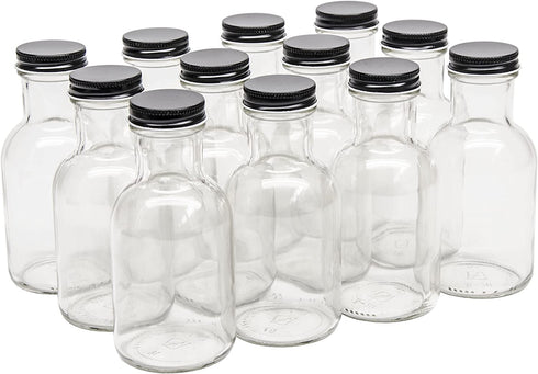 North Mountain Supply B07PXGVCLH 8 Ounce Glass Stout Sauce Bottle - With 38mm Black Metal Lids - Case of 12