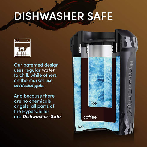 HyperChiller by Maxi-Matic Patented Instant Coffee/Beverage Cooler, Ready in One Minute, Reusable for Iced Tea, Wine, Spirits, Alcohol, Juice, 12.5 OZ, Black