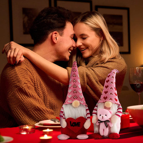 Gnomes Valentine Day Decorations Plush - 2 PCS Mr. and Mrs. Scandinavian Tomte Doll Valentines Gift for Home Table Ornaments