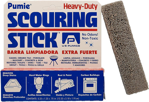 U.S. Pumice 1001 Pumie Scouring Stick, Heavy Duty, HDW, Remove Stains, Hard Water Rings, Rust and Paint, Carbon Buildups, (6 Pack)