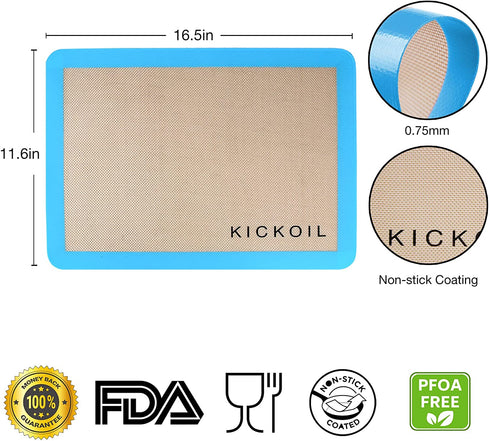KICKOIL Silicone Baking Mat Set 4 Half Sheet Large Nonstick Silicone Bakeware Mats Reusable Heat Resistant Baking Sheet Silicone Mat BPA Free Kitchen Professional Baking Mat for Cookie,Macaron &Pastry