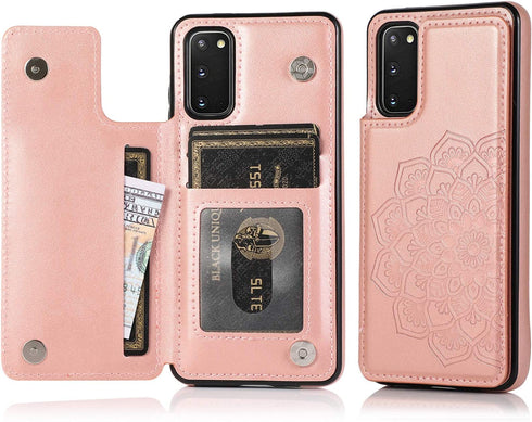 Acxlife Samsung Galaxy S20 FE 5G Case S20FE Card Credit Holder Wallet Protective Cover with Card Slot and Leather Case for Samsung S20 Fe 6.5Inch (Rose Gold)
