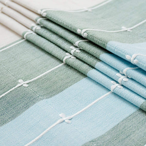 XSlive Embroidery Tablecloth with Tassel,Dust-Proof Cotton Linen Table Cover for Kitchen,Washable Decorative Farmhouse Square Table Cloth Wedding,Dining Room,Holiday Table Top 55x55 Blue