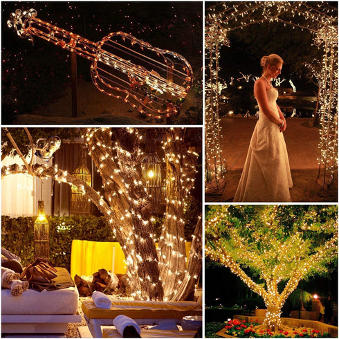 83ft 1000 LEDs Christmas String Lights, Quntis Christmas Decoration Lights Outdoor Indoor, Waterproof Clear Wire Warm White Plug in Fairy Light, 8 Modes Twinkle Lights for Christmas Tree