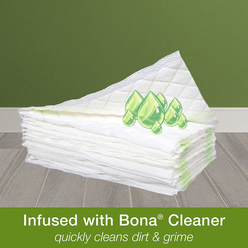 Bona Hard-Surface Floor Disposable Wet Cleaning Pads, for Stone Tile Laminate and Vinyl LVT/LVP, 12ct