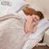 Sedona House Textured Throw Blanket Sharved Back Printing Sherpa Throw Blankets with Tassels (Light Tan)
