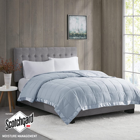 Madison Park Windom Microfiber Down Alternative Stain Resistant Blanket, Twin, Blue