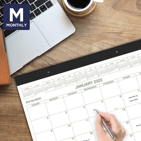 2022 Desk Calendar by AT-A-GLANCE, Monthly Desk Pad, 21-3/4" x 17", Standard, Two Color (GG250000)