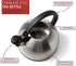 Diamond Home 2.5 Liter Stainless Steel Whistling Tea Kettle - Modern Stainless Steel Whistling Tea Pot for Stovetop with Cool Grip Ergonomic Handle - Silver