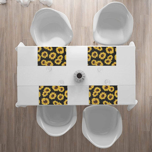 Gocerktr Black Sunflower Placemats for Dining Table Set of 4 Washable Fabric, Heat Resistant Wipeable Home Table Mats Wrinkle Resistant, Standard Size(12 X 18 Inch)