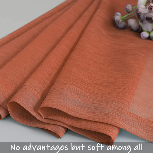 Terracotta Curtains 84 Inch Length for Living Room 2 Panel Sets Rod Pocket Sheer Curtains for Living Room Rust Burnt Orange Red
