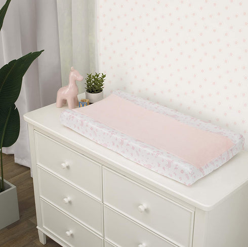 Carter's Pretty Pink Giraffes Super Soft Pink & White Changing Pad Cover, Pink, White
