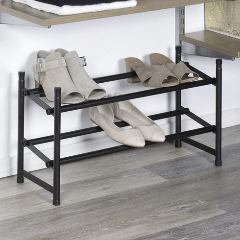 Richards Homewares Stackable Telescoping Shoe Rack, 2-Tier Holds Upto 20-Pair, Matte Black