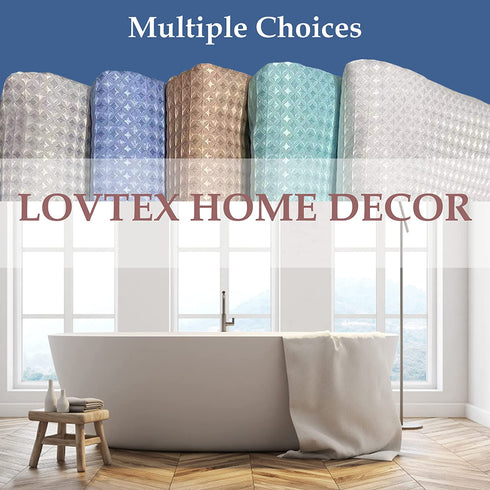 LOVTEX Teal Shower Curtain Set with 12 Hooks Ombre Waffle Shower Curtains for Bathroom 72 x 72 in, Waterproof and Machine Washable