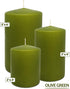 Hyoola Olive Green Pillar Candles 2x4 Inch - 4 Pack Unscented Pillar Candles Bulk - European Made