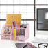 Desk Organizer Office Accessories, Multi-Functional Mesh Desk Organizer with 6 Compartments and 1 Drawer for Home, Office, School, Workshop, kitchen (Pink)