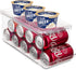 Set of 2 Stackable Refrigerator Organizer Bins Pop Soda Can Dispenser Beverage Holder for Fridge, Freezer, Kitchen, Countertops, Cabinets - Clear Plastic Canned Food Pantry Storage Rack Holds 9 Cans