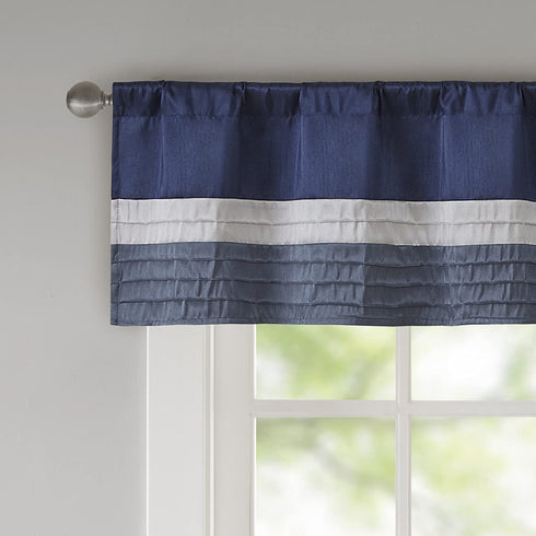 Madison Park Amherst Single Panel Faux Silk Rod Pocket Curtain With Privacy Lining for Living Room, Window Drapes for Bedroom and Dorm, 50x18, Navy