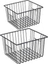iPEGTOP Deep Refrigerator Freezer Baskets, Large Household Wire Storage Basket Bins Organizer with Handles for Kitchen, Pantry, Freezer, Cabinet, Closets, Black, Set of 2