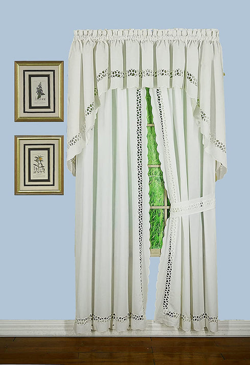 Today's Curtain Hellina Tapework Valance, 14-Inch, White - Hellina CA1800K