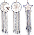 Jetec 3 Pieces Dream Catcher Moon Sun Star Design Blue Handmade Modern Dreamcatcher for Wall Hanging Home Decoration