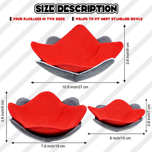 6 Pieces 3 Sizes Bowl Huggers Microwave Bowl Cozy for Adults and Children Hot Cool Cup Huggers Microwave Safe Holder Warm Heat Resistant Multipurpose Reversible Huggers
