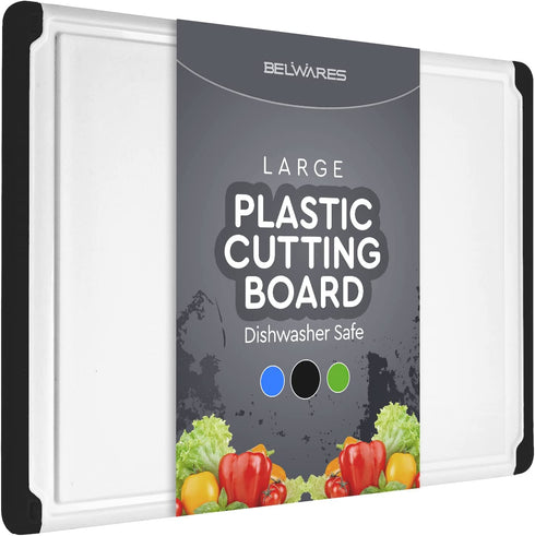 Large Cutting Board with Juice Groove - 17.75" Plastic Kitchen Chopping Board for Meat Cheese and Vegetables Heavy Duty Serving Tray