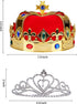 FiGoal King and Queens Royal Crowns 2 Pack Gold Crown and Rhinestone Crystal Tiara for Costume Accessories Role Play Gifts for Easter Basket Stuffers