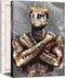 Framed African American Wall Art Inspirational Black Man Men Portrait Wall Art Afro King Poster Abstract Motivational Quotes Canvas Prints Painting Home Decor for Bedroom Living Room Gift for Black Man ready to hang
