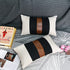 JASEN Set of 2 Faux Leather and Linen Lumbar Pillow Covers 12x20 Inch Black and White Modern Farmhouse Rectangular Accent Cushion Covers for Couch Sofa