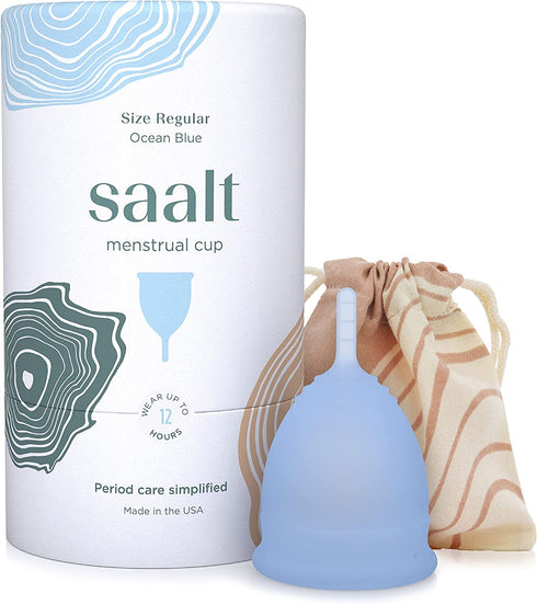 Saalt Menstrual Cup - Premium Design - Most Comfortable Period Cup - #1 Active Cup - Wear for 12 Hours - Soft, Flexible, Reusable Medical-Grade Silicone - Made in USA