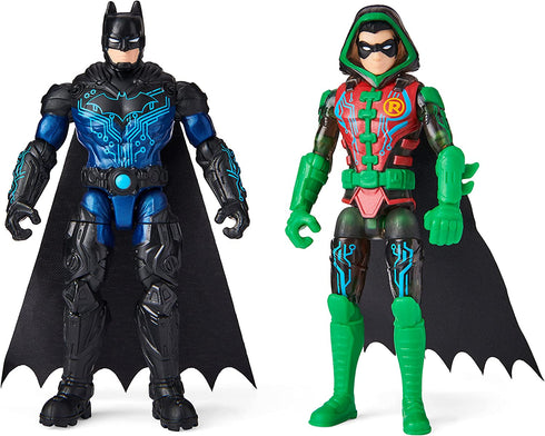 DC Comics Batman 4-inch Bat-Tech Batman and Robin Action Figures with 6 Mystery Accessories, for Kids Aged 3 and up, Amazon Exclusive