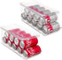 Set of 2 Stackable Refrigerator Organizer Bins Pop Soda Can Dispenser Beverage Holder for Fridge, Freezer, Kitchen, Countertops, Cabinets - Clear Plastic Canned Food Pantry Storage Rack Holds 9 Cans